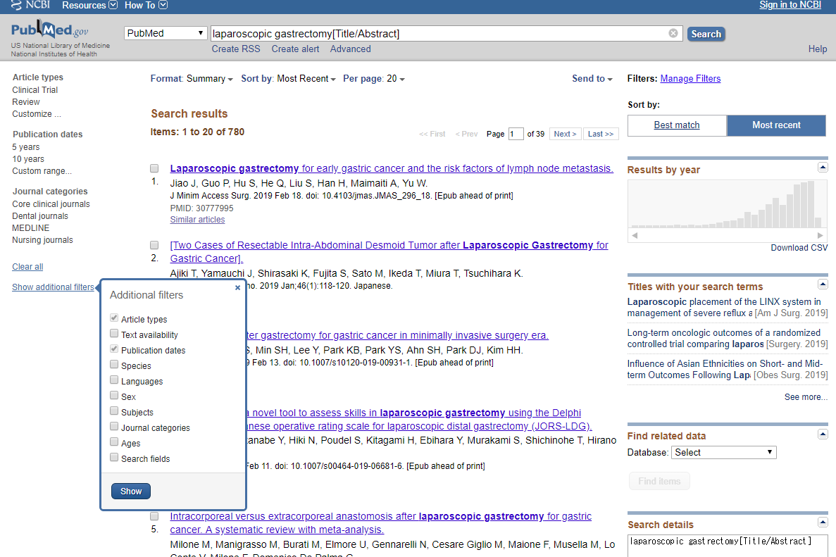 laparoscopic gastrectomy Title Abstract    PubMed   NCBI